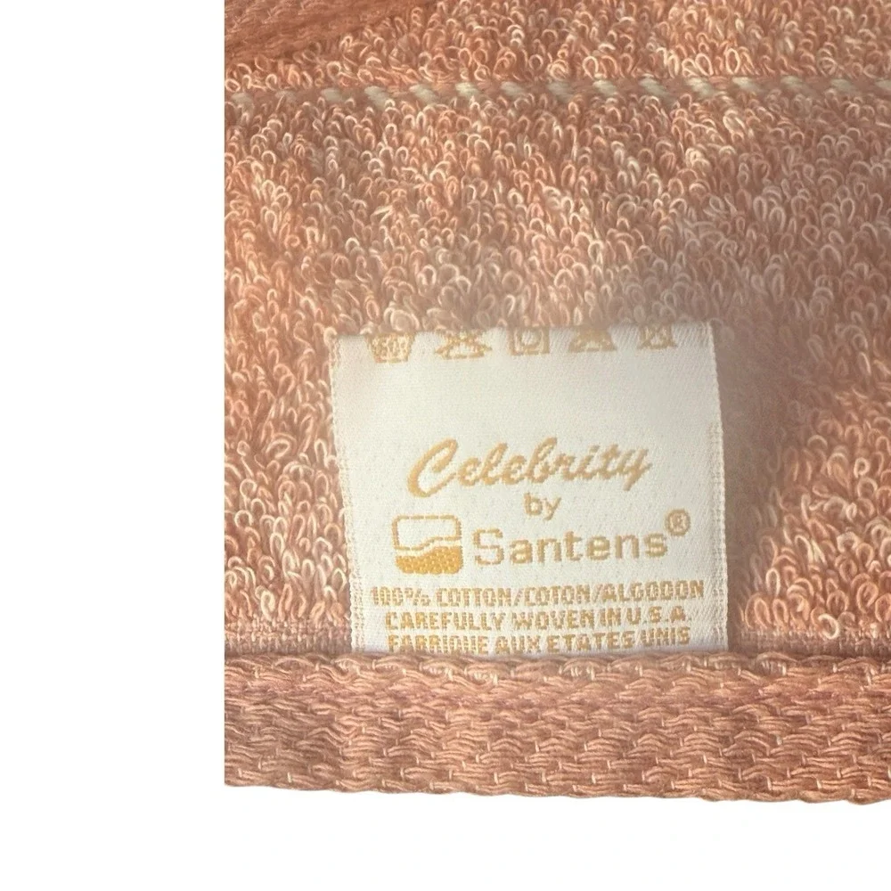 Vintage Celebrity By Santens 100% Cotton Embroidered  Floral Pink Towel Set 80's